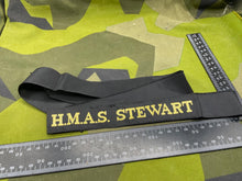 Lade das Bild in den Galerie-Viewer, Genuine British Royal Navy - HMAS Stewart Cap Tally - Full Length - The Militaria Shop