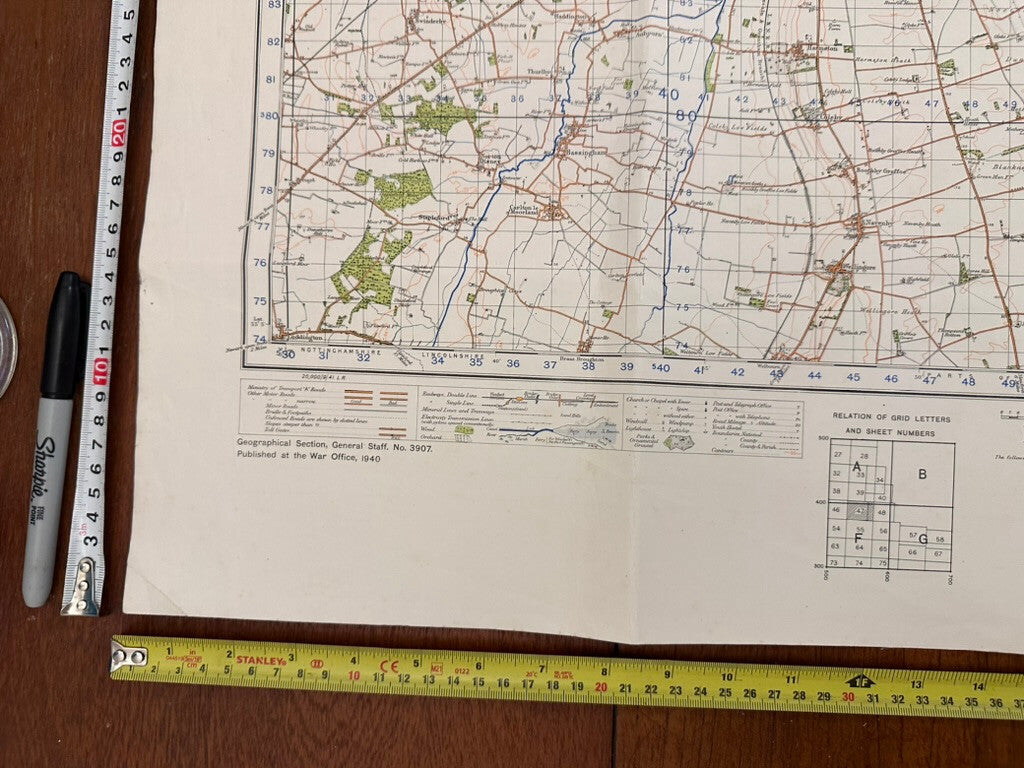 Original WW2 British Army GSGS OS Map England - Lincoln - The Militaria Shop
