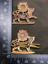 Load image into Gallery viewer, Original WW2 British Army Collar Badge Pair - York and Lancaster Regiment - The Militaria Shop