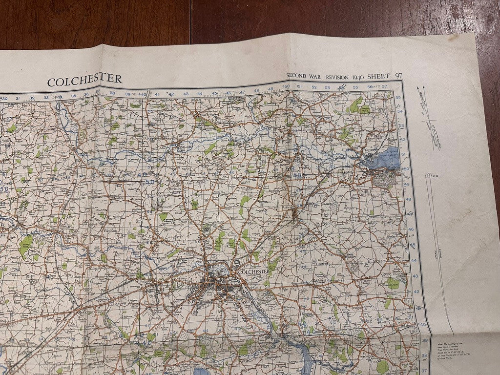Original WW2 British Army GSGS OS Map of Great Britain - Colchester - The Militaria Shop