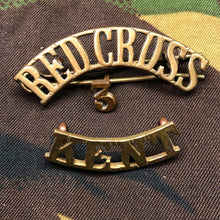Load image into Gallery viewer, Original WW1 British Army Red Cross Shoulder Title - Kent - The Militaria Shop