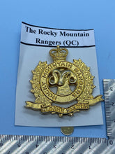 Charger l'image dans la galerie, Original Canadian Army The Rocky Mountain Rangers Regiment Cap Badge - The Militaria Shop