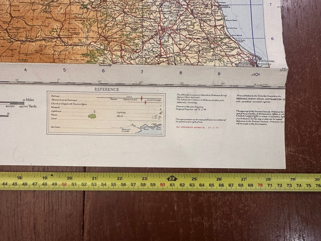 Original WW2 British Army RAF Navy Base Map of England - The Border of Scotland - The Militaria Shop
