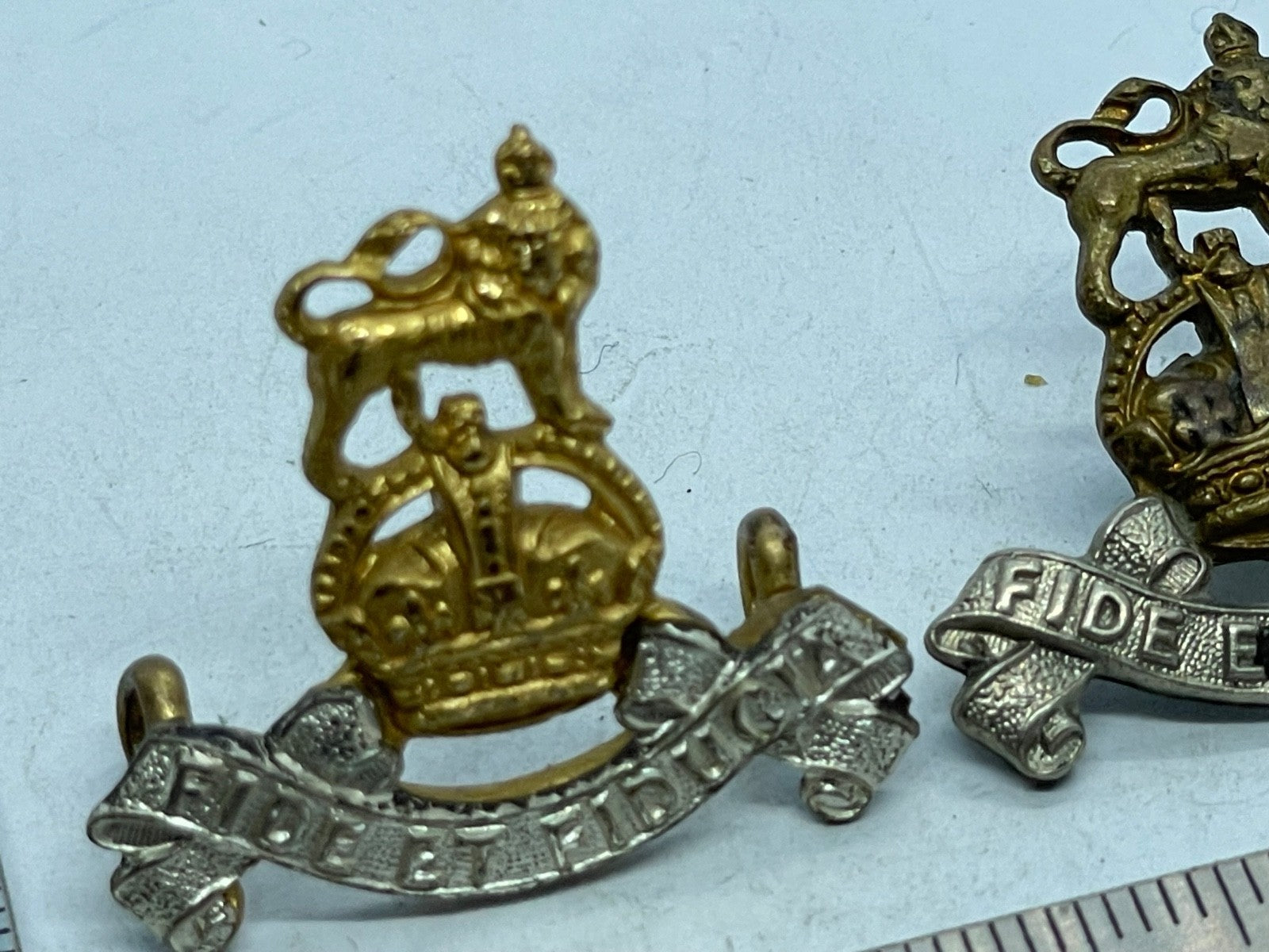 Original British Army Kings Crown Pair of Royal Army Pay Corps Collar Badges - The Militaria Shop