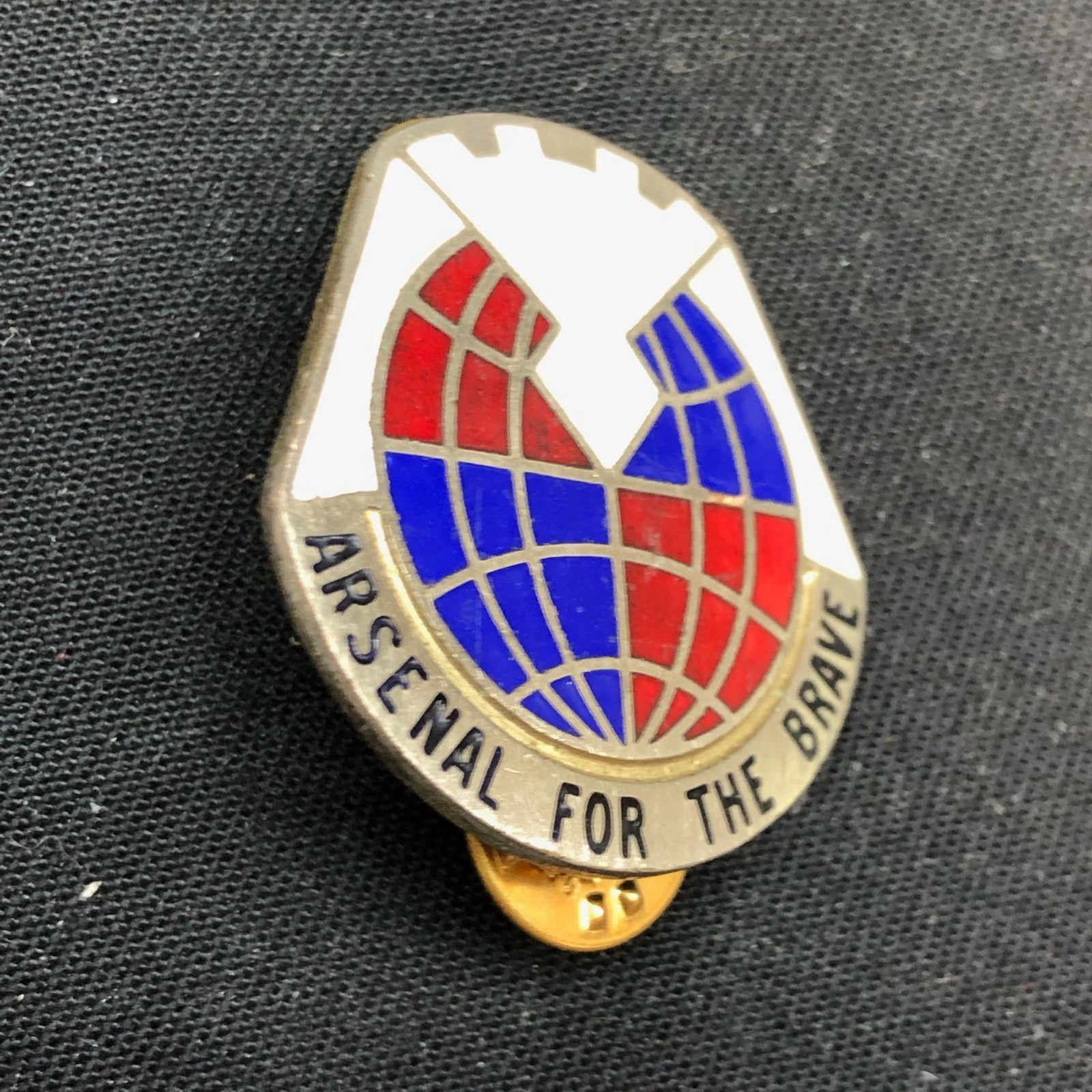 Vintage Enamel Pin - US Army Material Command - "Arsenal for the Brave" - The Militaria Shop