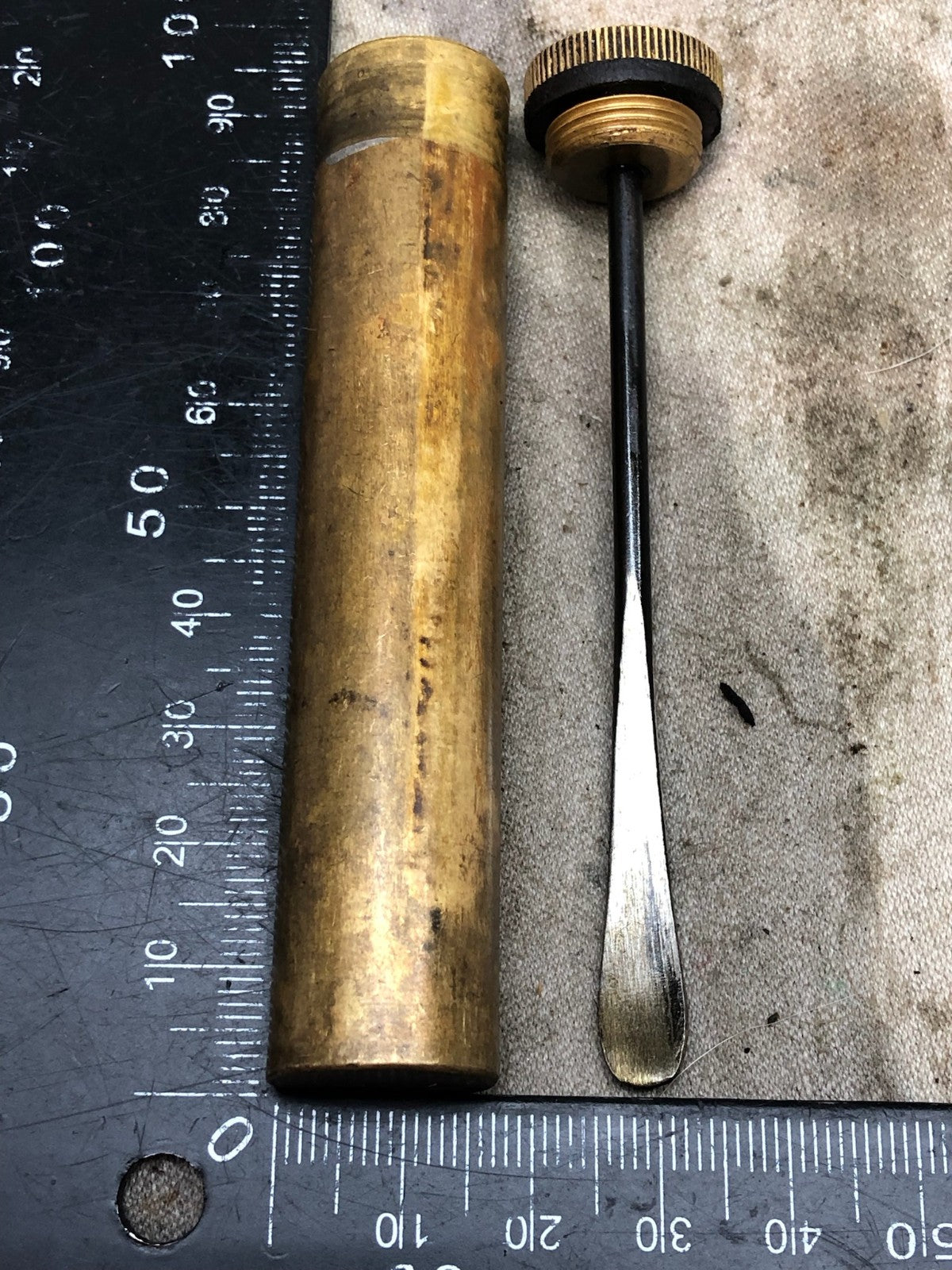 Original WW1 British Army SMLE Enfield Brass Oil Bottle - EFD Marked - The Militaria Shop