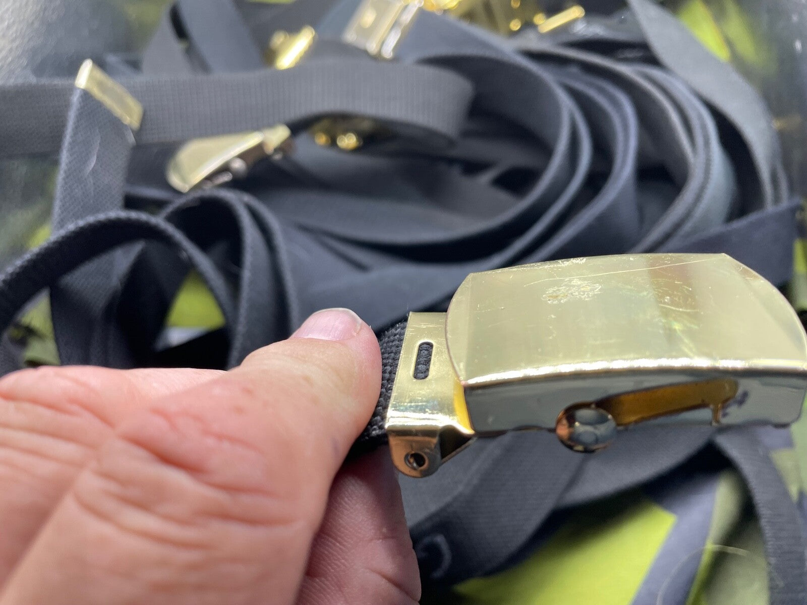 1 x Original British Royal Navy Working Belt with Brass Buckle - 30mm x 100cm - The Militaria Shop