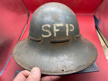 Load image into Gallery viewer, Original WW2 British Home Front SFP Supplementary Fire Party Helmet with Liner - The Militaria Shop