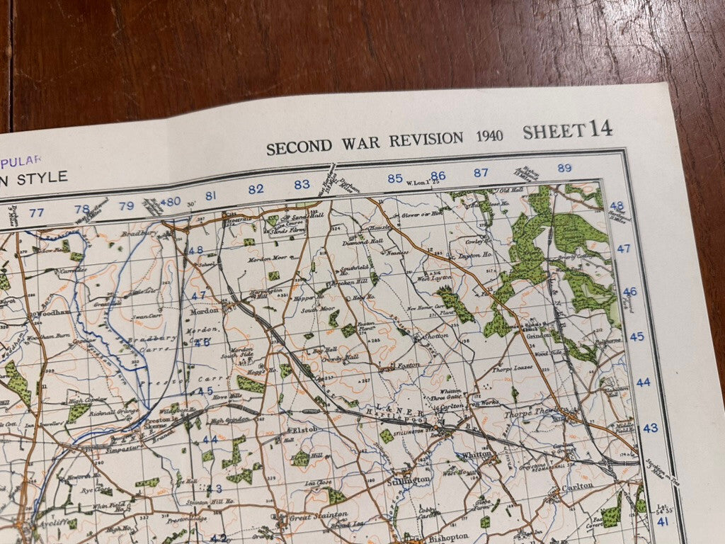 Original WW2 British Army GSGS OS Map of England - Darlington - The Militaria Shop