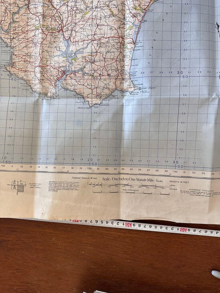 Original WW2 British Army GSGS OS Map of England & Wales - Torquay - The Militaria Shop