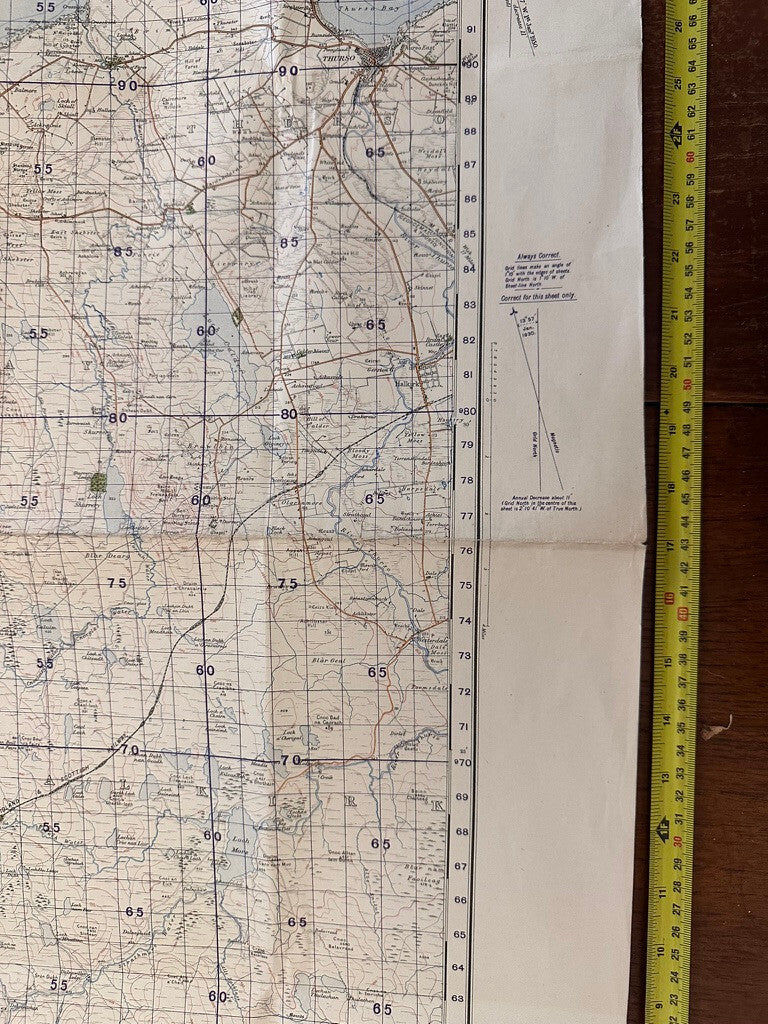 Original WW2 British Army GSGS Map of Scotland - Thurso & Reay - The Militaria Shop