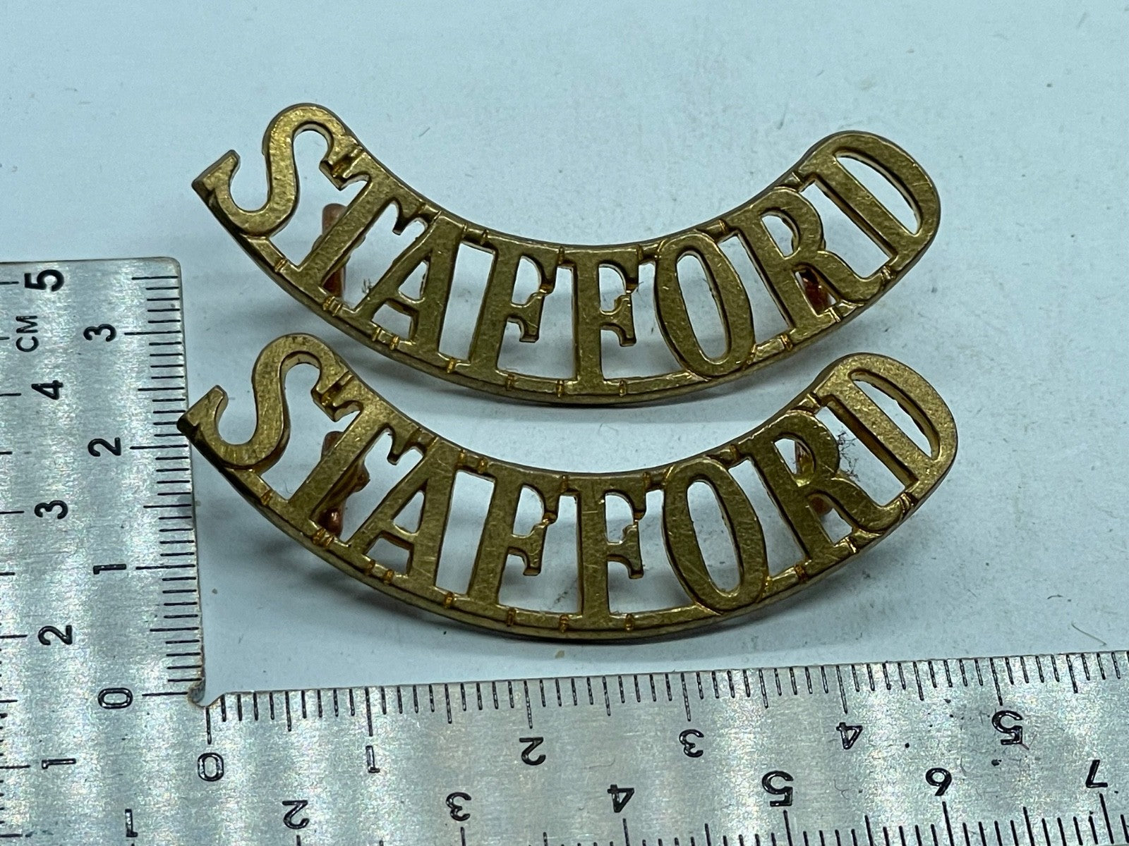 Original Pair of WW1 British Army Stafford Regiment Shoulder Titles - The Militaria Shop
