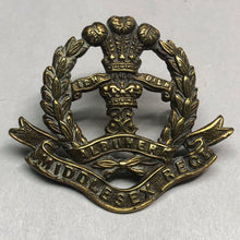 Load image into Gallery viewer, Original WW1 British Army Middlesex Regiment Cap Badge - The Militaria Shop