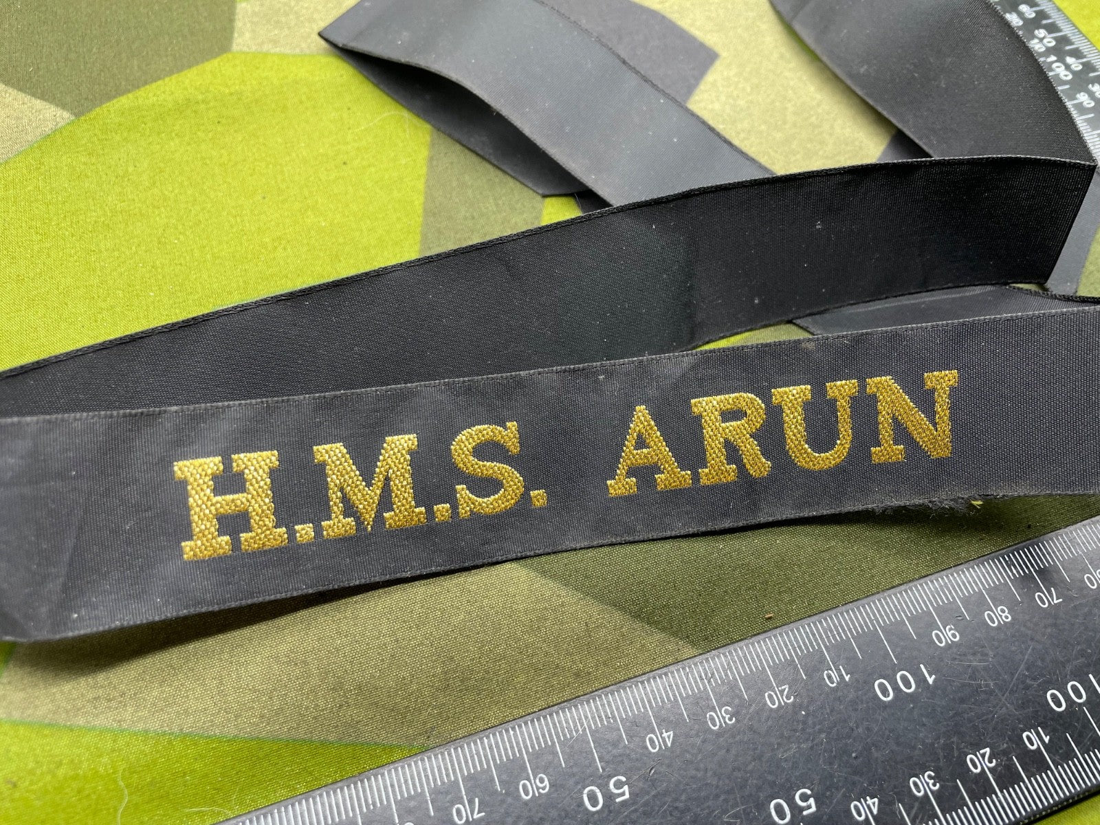 Original British Royal Navy HMS Arun Cap Tally - The Militaria Shop