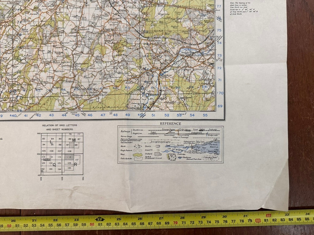 Original WW2 British Army GSGS OS Map of Great Britain - Chatham & Maidstone - The Militaria Shop