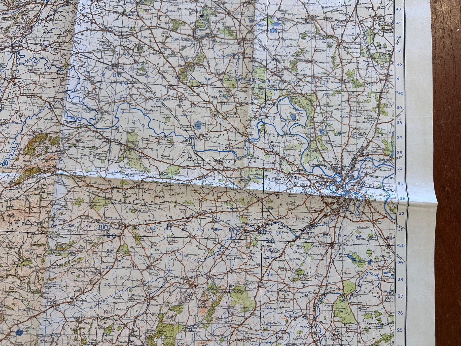 Original WW2 British Army GSGS OS Map Great Britain - Shrewsbury & Welshpool - The Militaria Shop