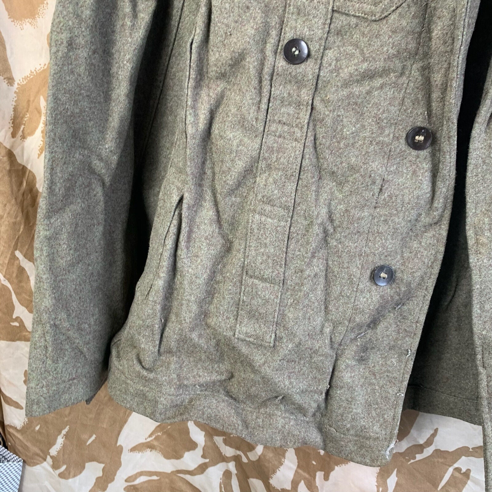 West German Field Jacket Green Wool Shirt Military Uniform Germany - 35" Chest - The Militaria Shop