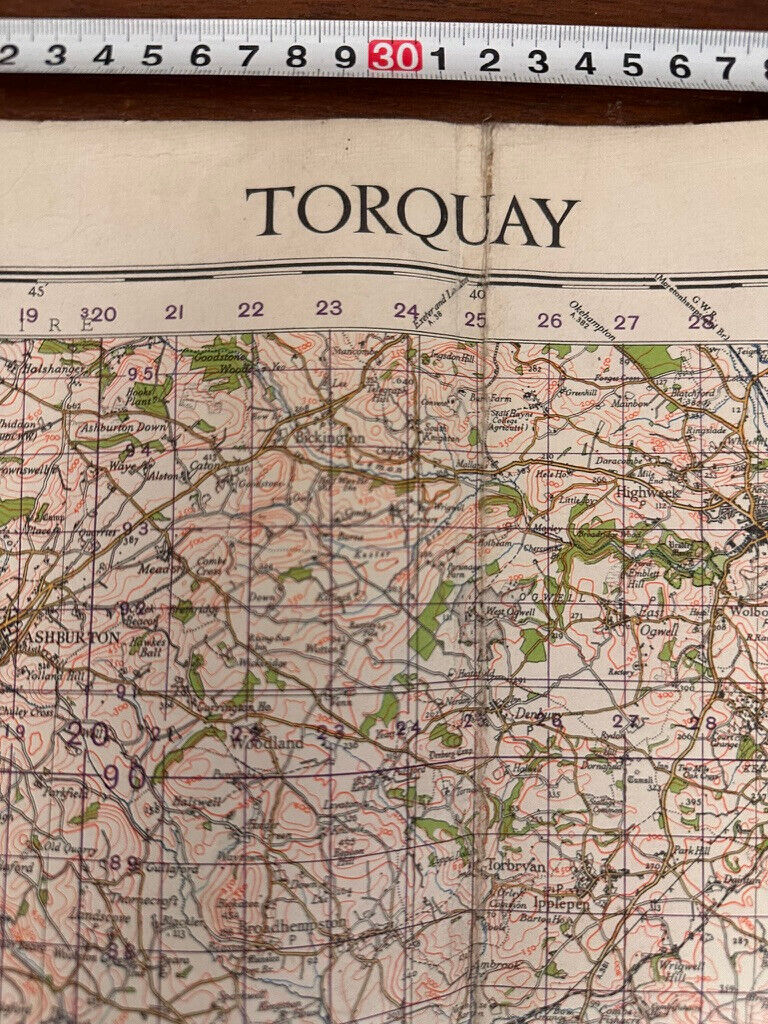 Original WW2 British Army GSGS OS Map of England - Torquay - The Militaria Shop