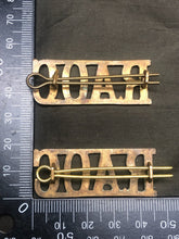 Load image into Gallery viewer, Original WW2 British Army RAOC Army Ordninance Corps Brass Shoulder Title Pair - The Militaria Shop