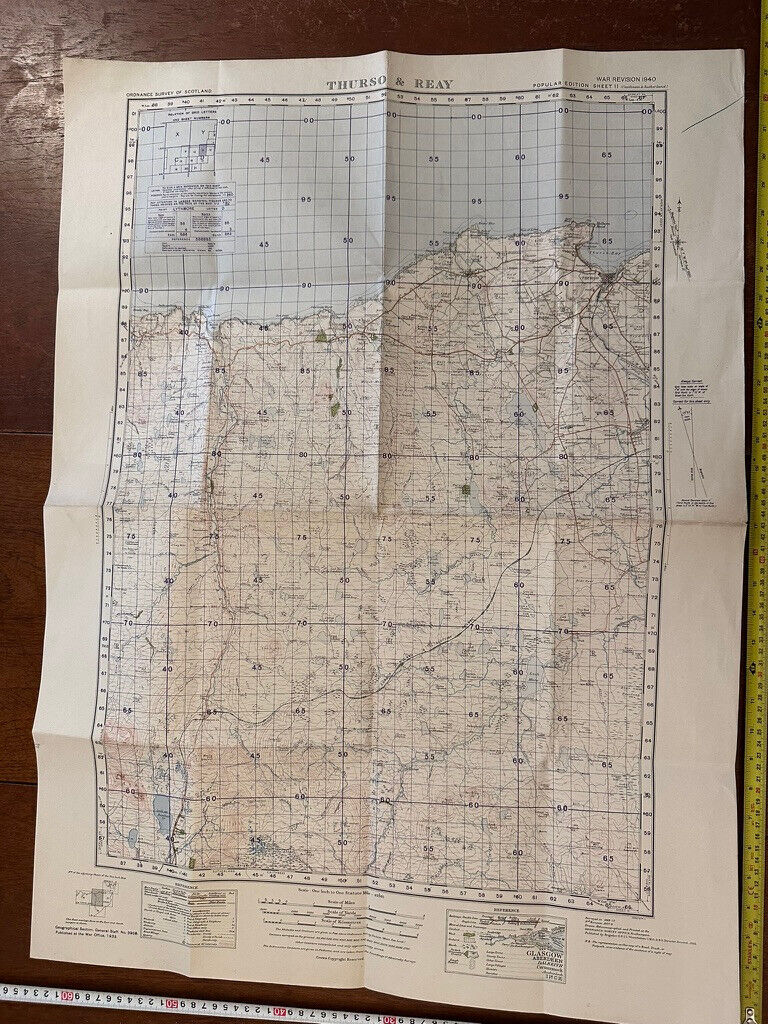 Original WW2 British Army GSGS Map of Scotland - Thurso & Reay - The Militaria Shop