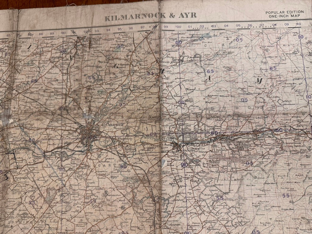 Original WW2 British Army GSGS OS Map of Scotland - Kilmarnock & Ayr - The Militaria Shop
