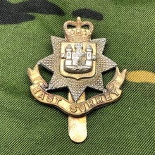 Load image into Gallery viewer, Genuine British Army Brass Cap Badge - East Surrey Regiment - The Militaria Shop