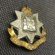 Load image into Gallery viewer, Original WW2 British Army Cap Badge - East Surrey Regiment - The Militaria Shop