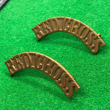 Load image into Gallery viewer, Original WW1 British Army Red Cross Brass Shoulder Titles - The Militaria Shop
