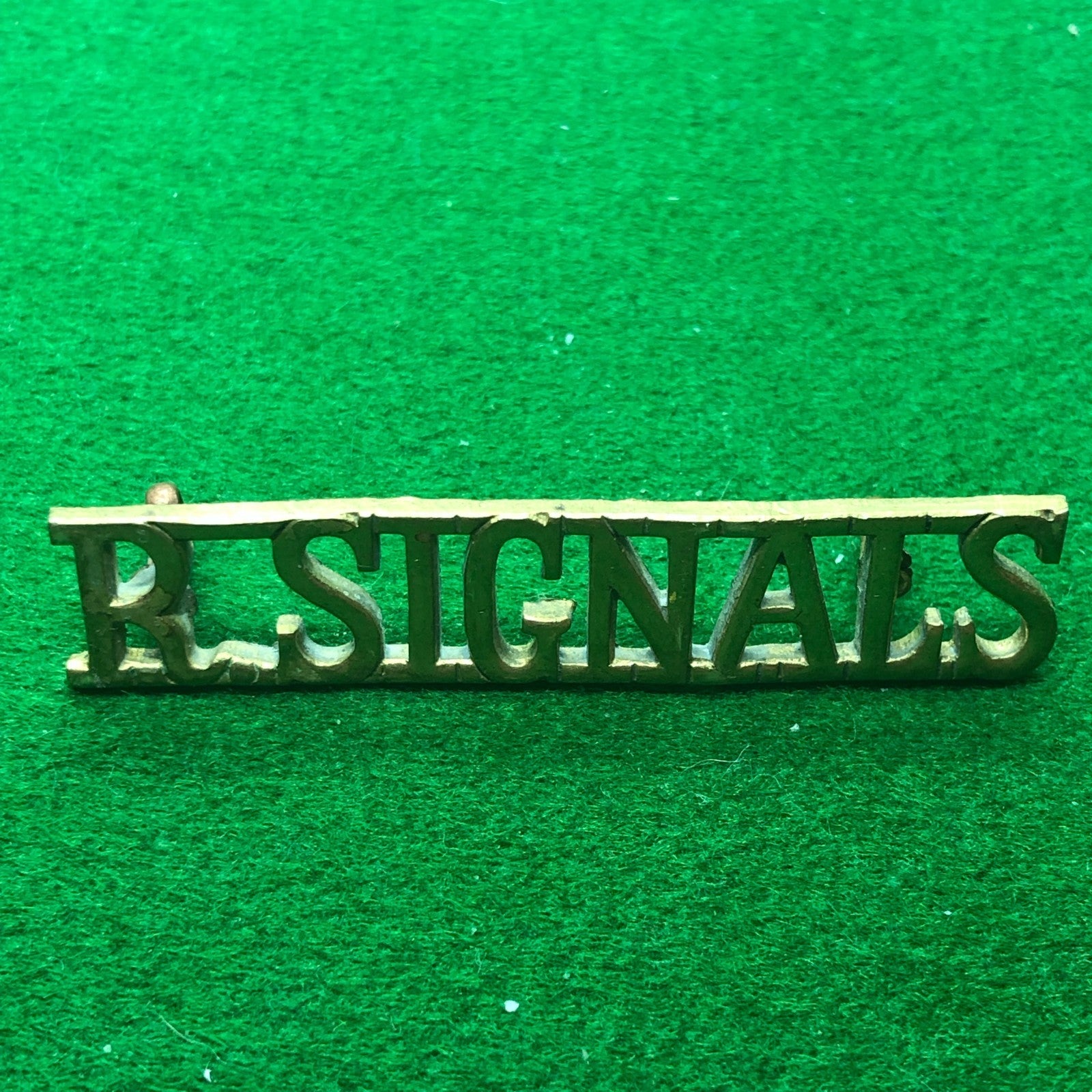 Original WW2 British Army Brass Shoulder Title - Royal Signals - The Militaria Shop