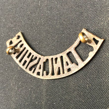 Load image into Gallery viewer, Original WW1 British Army Brass Shoulder Title - North Lancashire - The Militaria Shop