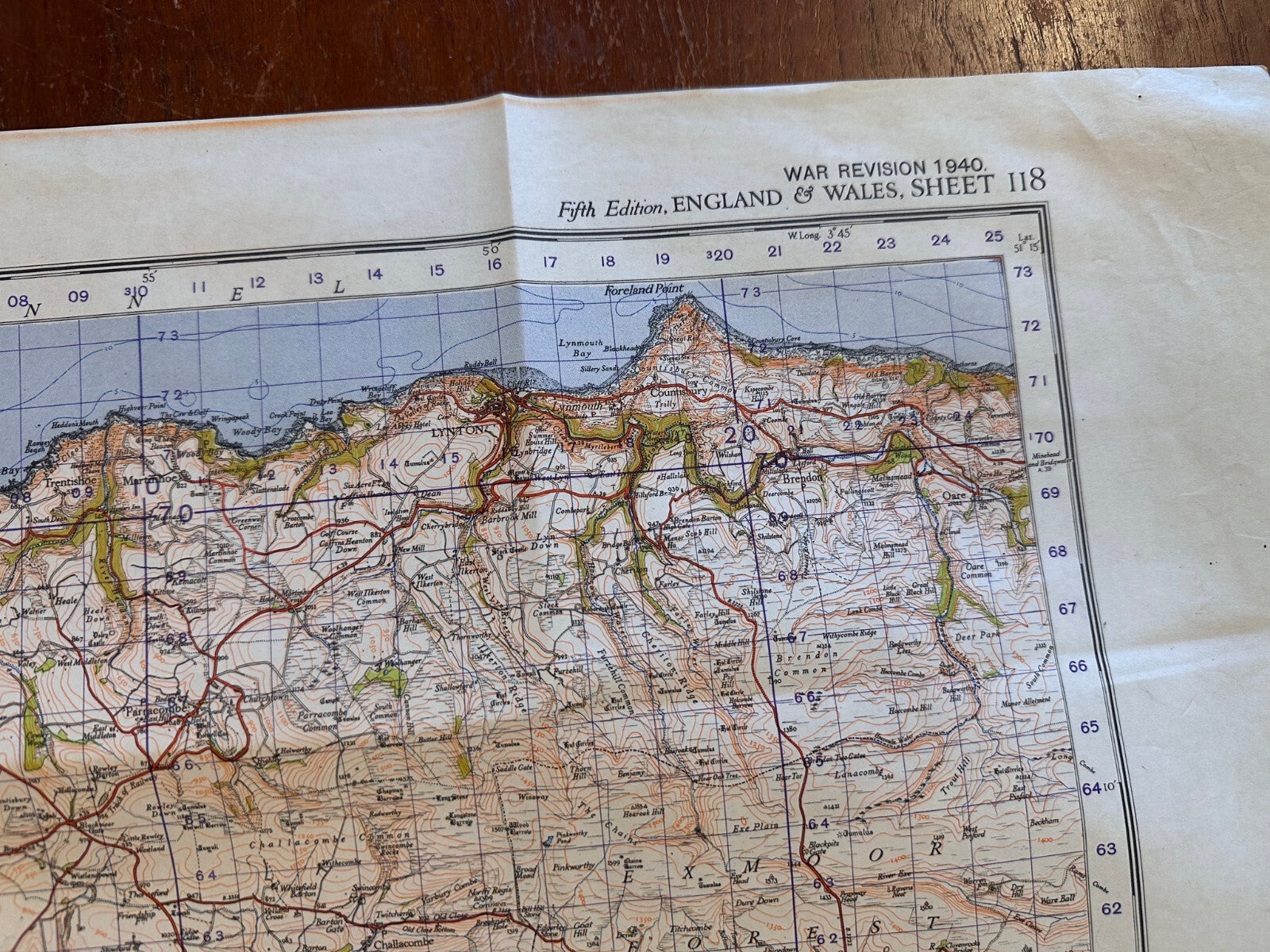 Original WW2 British Army GSGS OS Map of England - Barnstaple - The Militaria Shop