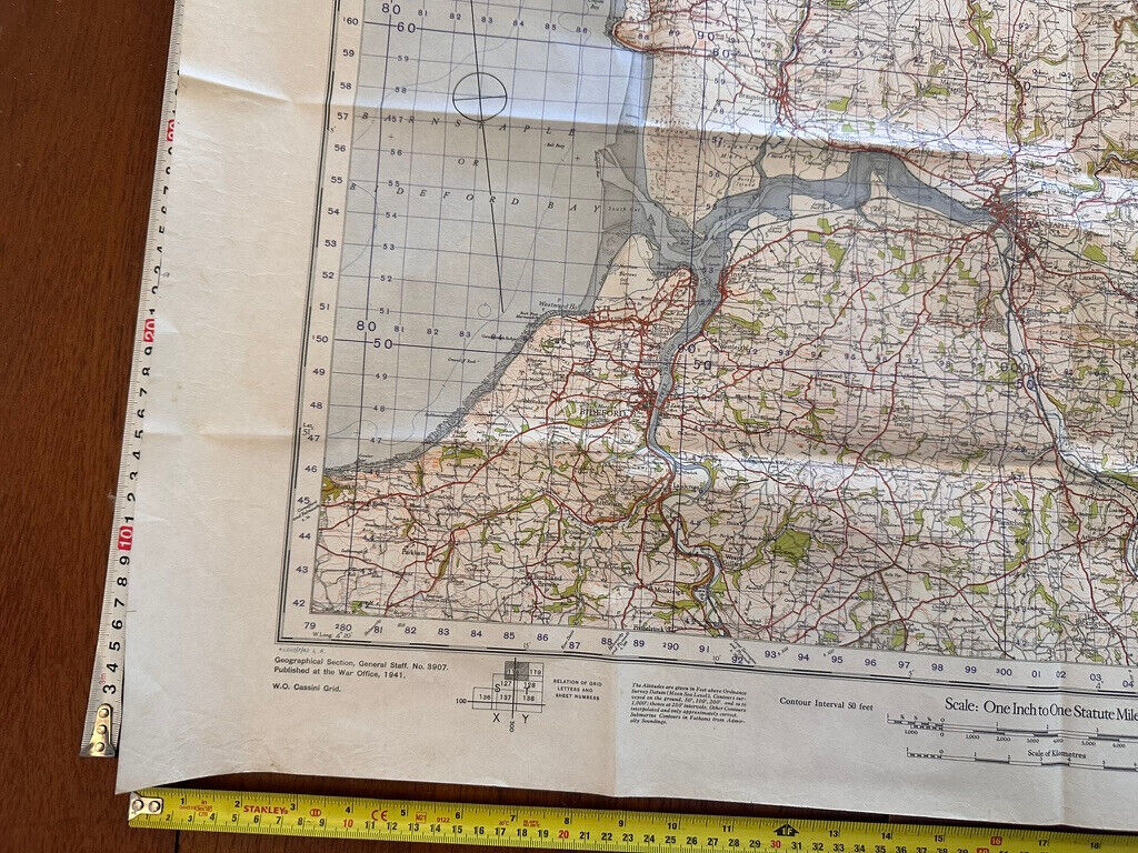 Original WW2 British Army GSGS OS Map of England & Wales - Barnstable - The Militaria Shop