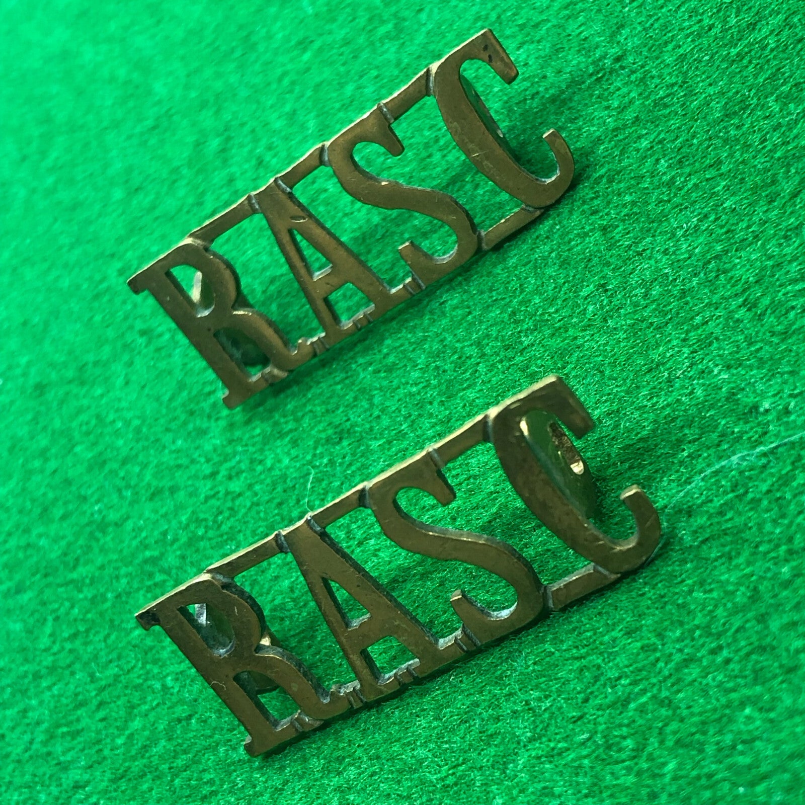 Original WW2 British Army RASC Royal Army Service Corps Brass Shoulder Titles - The Militaria Shop