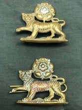 Load image into Gallery viewer, Original WW2 British Army Collar Badge Pair - York and Lancaster Regiment - The Militaria Shop