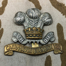Load image into Gallery viewer, Original WW1 British Army Cap Badge - Caernarvon & Denbigh Yeomanry - The Militaria Shop