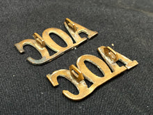 Load image into Gallery viewer, Original WW1 British Army Brass Shoulder Titles - Army Ordnance Corps AOC - The Militaria Shop
