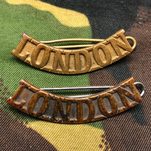 Load image into Gallery viewer, Original WW1 British Army Red Cross Shoulder Titles - London - The Militaria Shop