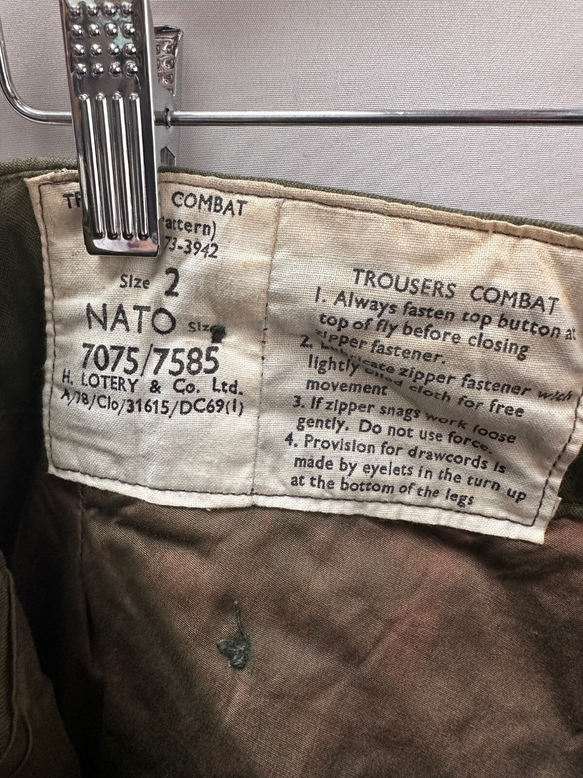 Genuine British Army 1960 Pattern Combat Trousers OD Green - Size 2 - 33" Waist - The Militaria Shop