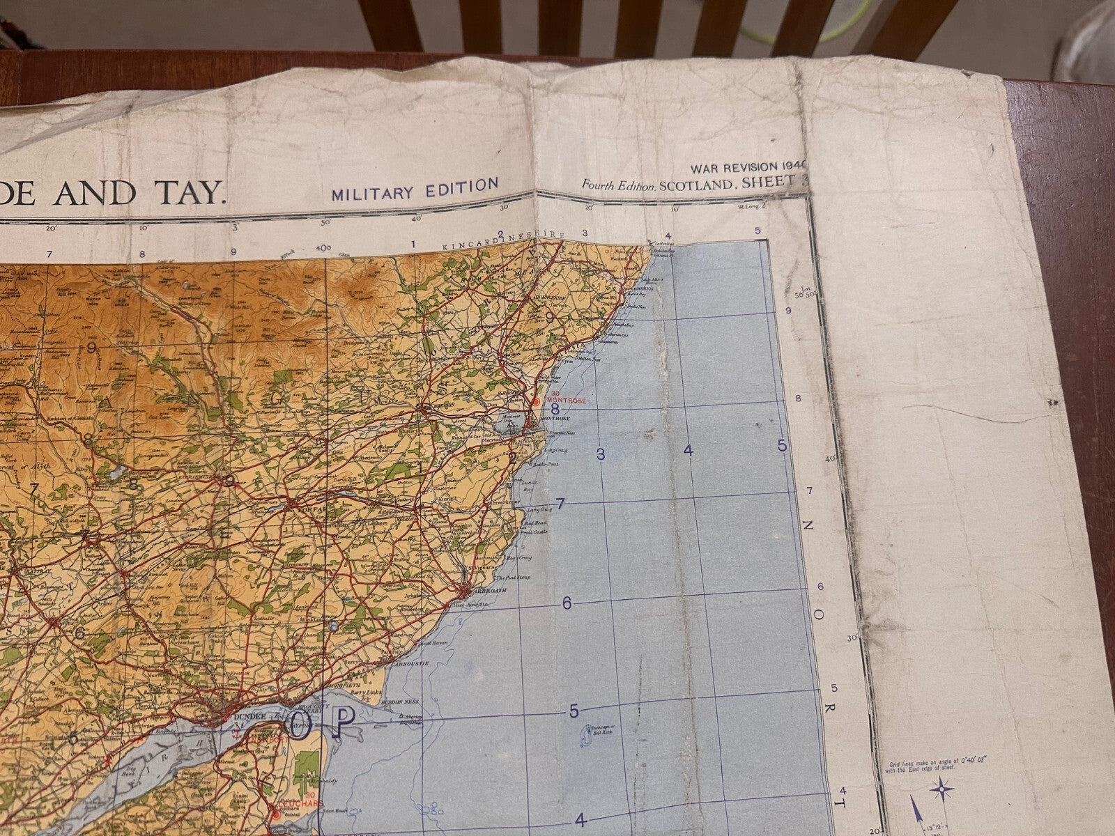 Original WW2 British Army RAF Navy Base Map of Scotland The Forth, Clyde & Tay - The Militaria Shop