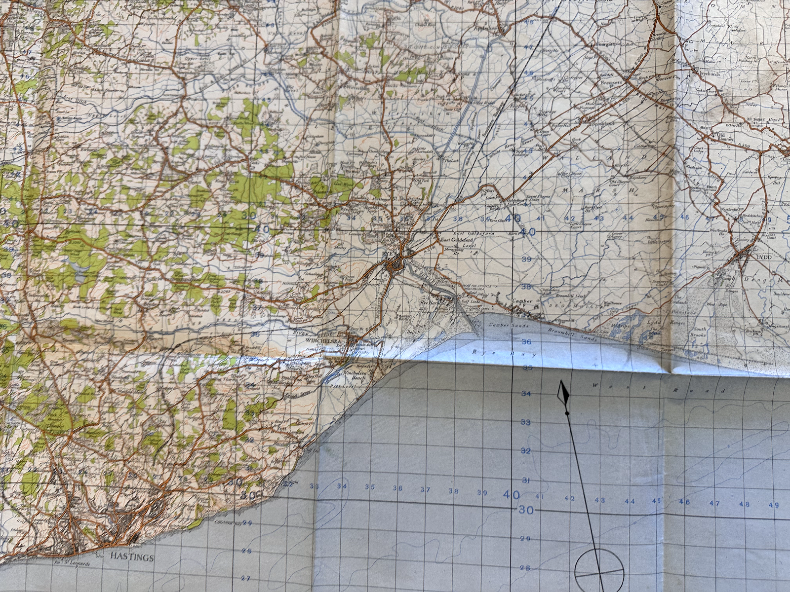 Original WW2 British Army GSGS OS Map of England - Hastings - The Militaria Shop