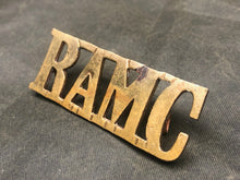 Load image into Gallery viewer, Genuine British Army Brass Shoulder Title - Royal Army Medical Corps - The Militaria Shop
