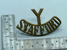 Load image into Gallery viewer, Original WW1 British Army Stafford Yeomany Regiment Shoulder Title - The Militaria Shop