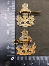 Load image into Gallery viewer, Original WW2 British Army Collar Badge Pair - Royal Army Ordnance Corps RAOC - The Militaria Shop