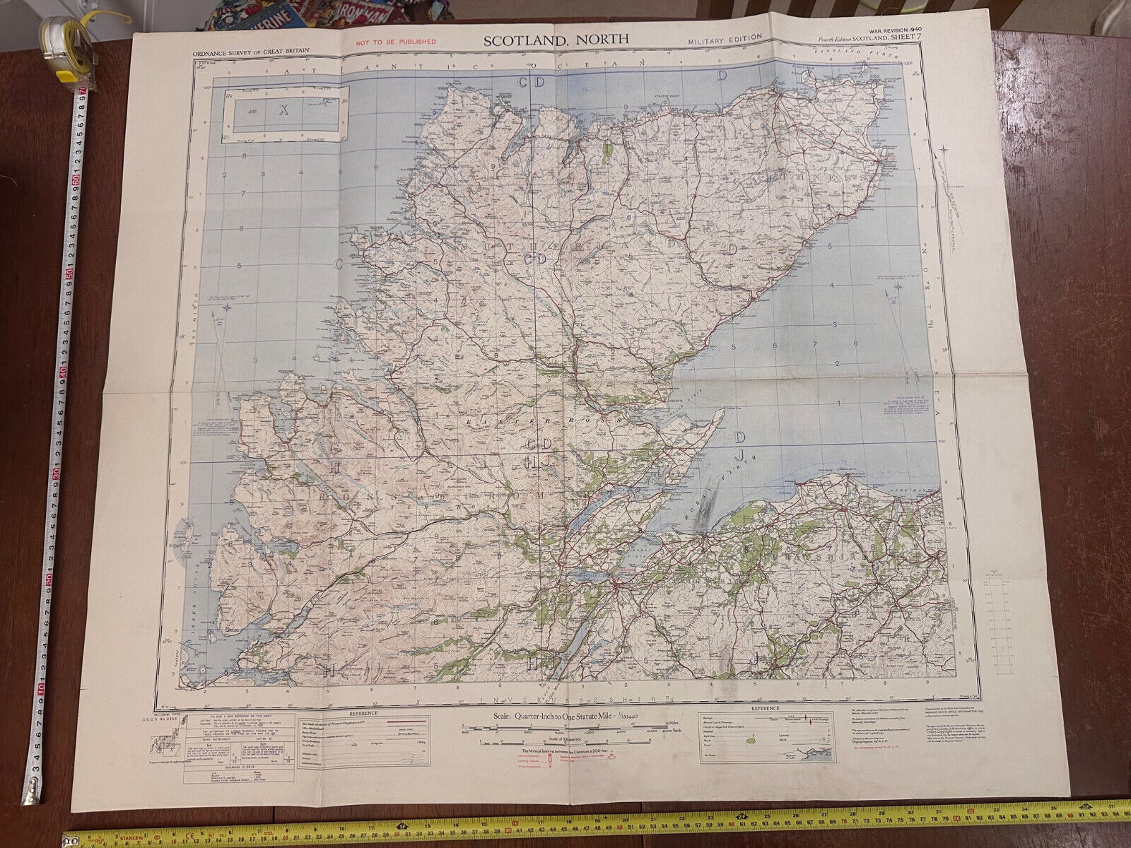 Original WW2 British Army RAF Navy Base Map of Scotland North - The Militaria Shop