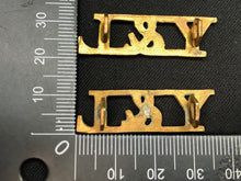 Load image into Gallery viewer, Original WW1 British Army Brass Shoulder Titles - York & Lancaster Regiment - The Militaria Shop