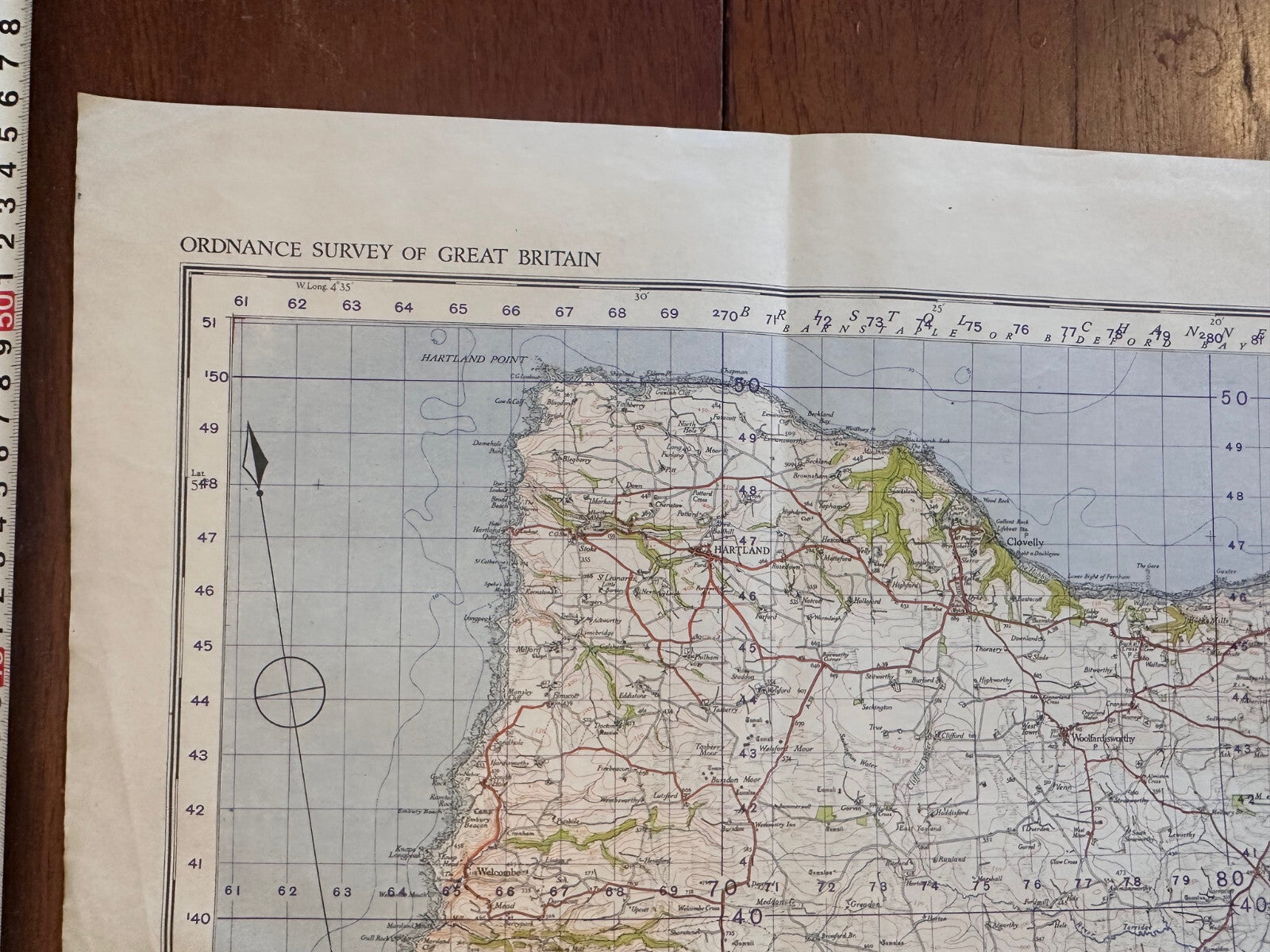 Original WW2 British Army GSGS OS Map of England - Bideford & Bude - The Militaria Shop