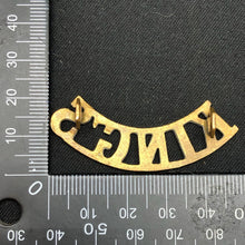 Load image into Gallery viewer, Original WW1 British Army Brass Shoulder Title - King's Liverpool Regiment - The Militaria Shop