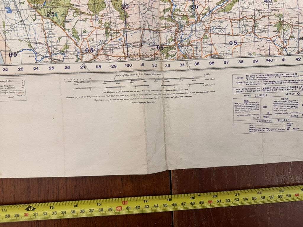 Original WW2 British Army GSGS OS Map of Great Britain - Swansea & Aberdare - The Militaria Shop