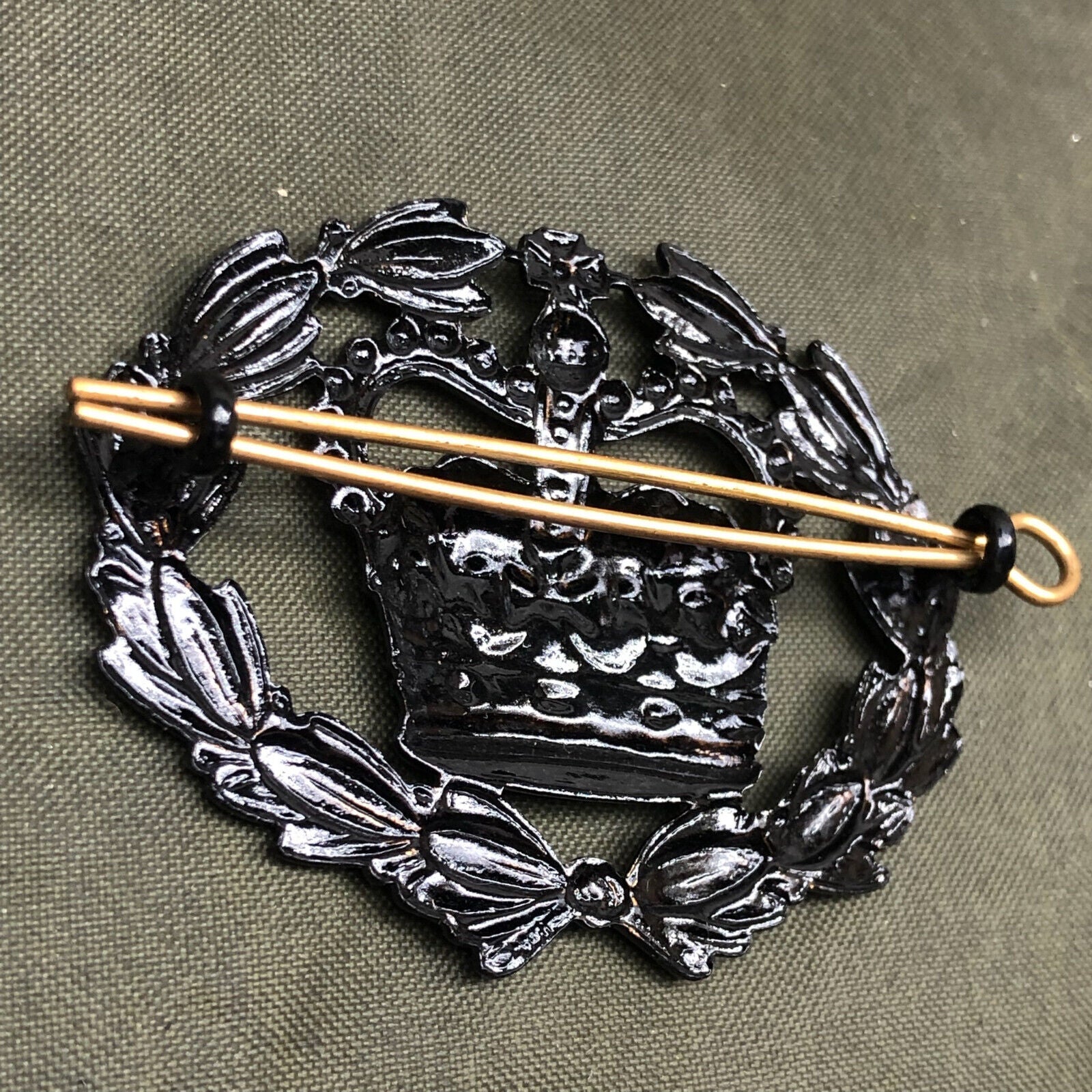 Genuine British Army RQMS Crown in Wreath Black Wrist Arm Rank Badge - The Militaria Shop