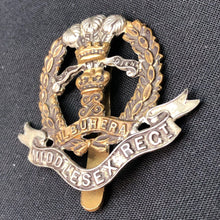 Load image into Gallery viewer, Original WW1 / WW2 British Army Middlesex Regiment Cap Badge - The Militaria Shop